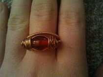 Red Bead And Wire Ring