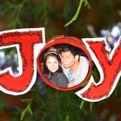 Recycled Picture "Joy" Ornament