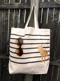 Diy Painted Reusable Bag With Stripes And Animal Silhouette