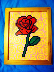 Rose Hama Bead Picture (Framed)