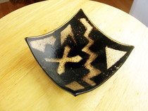 Black & White Slumped Fused Glass Bowl