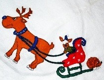 Vintage Holiday Hand Embroidered Table Cloth