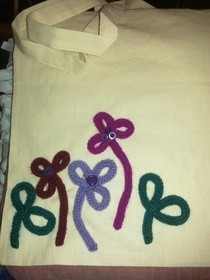 Cute Canvas Tote With Wool Flowers