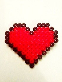Hama Bead Heart Brooch 