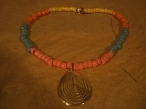Silver Striped Teardrop Necklace
