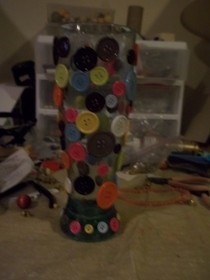 Button Decorated Beer Glass