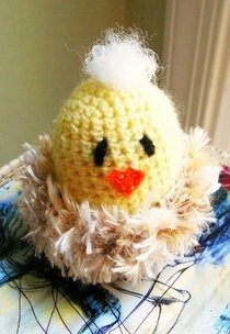 Crocheted Baby Chick In Nest