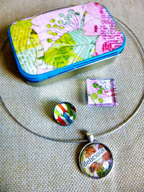 Necklace, Magnets, And Pretty Tin!