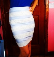 Blue Lace Pencil Skirt