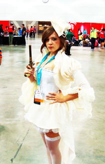White Steampunk Jacket, Bustle, And Tricorn Hat