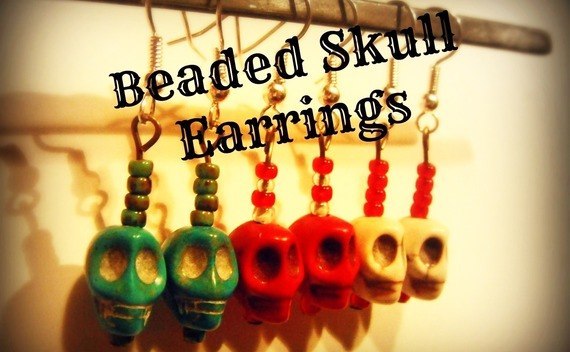 Beaded Skull Earrings