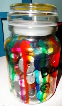 Painted Glass Button Jar