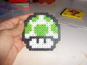 1up Mushroom (Mario Bros) Perler Creation