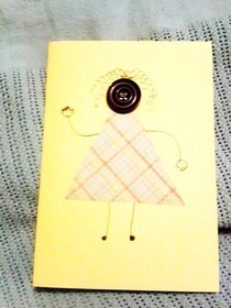 Button Head Girl Card