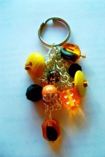 Colourful Beads Keyring With Dice