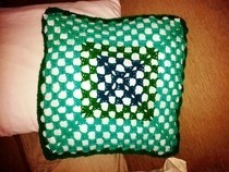 Green Shades Crochet Pillow 1