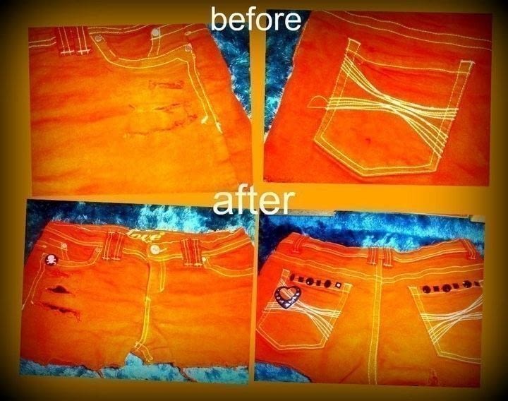Old Jeans To New Shorts ) · How To Make A Pair Of Denim Shorts · Drawing, Beadwork, and