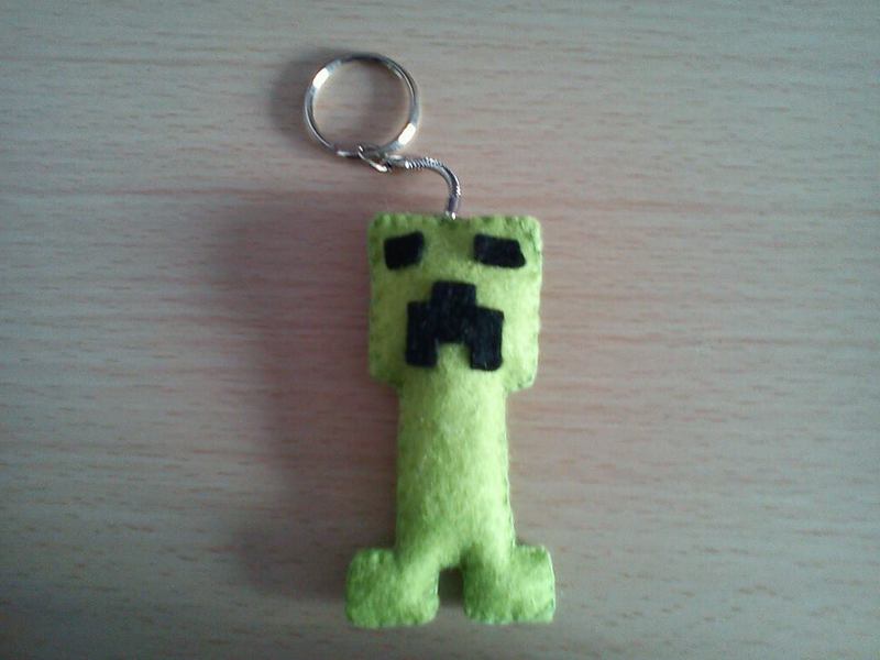 Minecraft Creeper Keyring · A Fabric Character Charm · Sewing on Cut