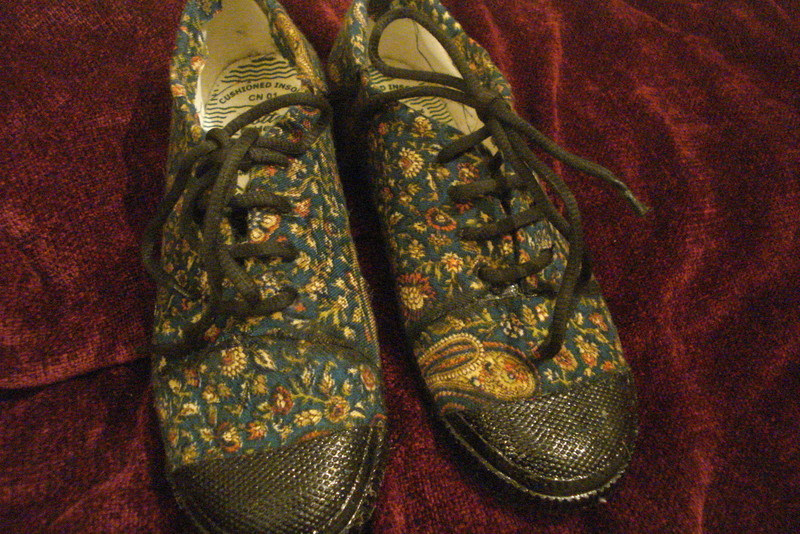 Fabric Shoes · A Pair Of Fabric Covered Shoes · Sewing on Fabric Shoes · A Pair Of Fabric Covered Shoes · Sewing on