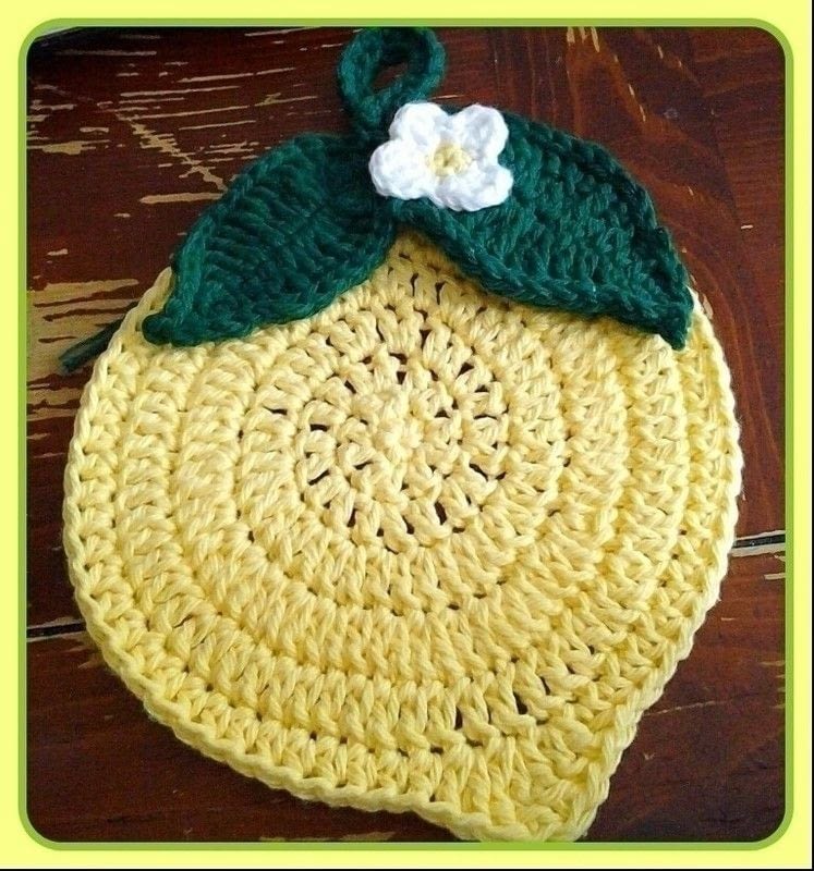 Cute Lemon Crocheted Trivet/Potholder · How To Make A Pot Holder / Pot