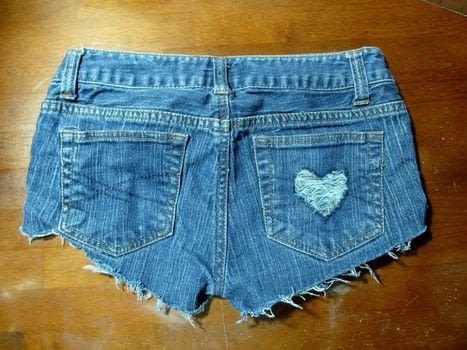 Add a cute heart to your jean shorts :) .  Free tutorial with pictures on how to make a pair of denim shorts in under 60 minutes using marker pen, clear nail polish, and xacto knife. Inspired by vintage & retro, kawaii, and hearts. How To posted by Judy. Difficulty: Simple. Cost: No cost. Steps: 4