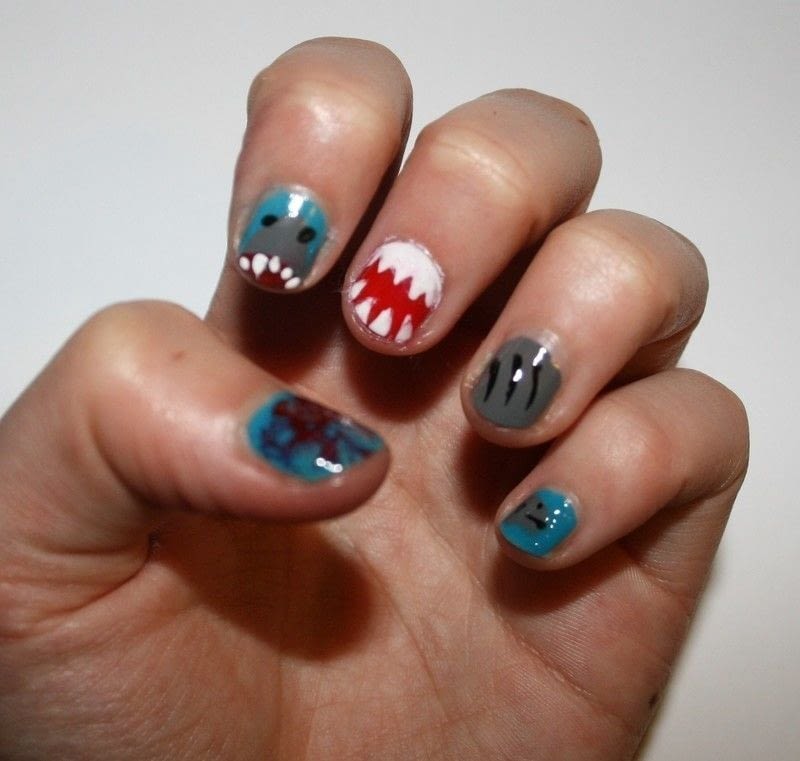 Shark Nails · An Animal Nail · Nail Painting on Cut Out + Keep