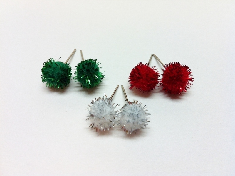 Christmas Pom Pom Earrings · How To Make A Pair Of Fabric  