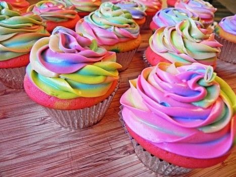 The funkiest cupcakes you've ever seen! .  Free tutorial with pictures on how to bake a rainbow cake in under 30 minutes by cooking, baking, and decorating food with cake mix, frosting, and gel food coloring. Recipe posted by kristin.dowling. Difficulty: 3/5. Cost: Cheap. Steps: 5