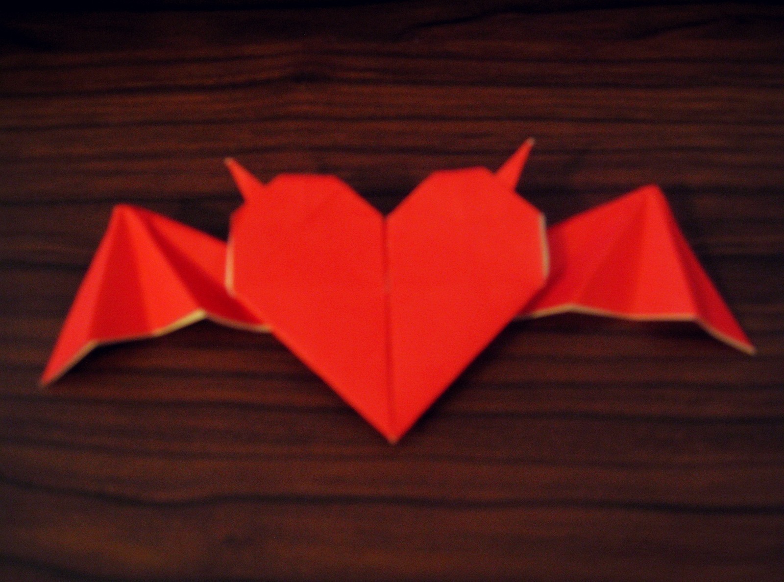 Origami Heart With Horns And Bat Wings · How To Fold An Origami Shape · Paper Folding, Origami