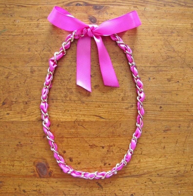 Bright Ribbon + Chain Necklace · How To Make A Chain Necklace · Jewelry