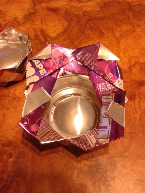 Soda/Beer Can Ashtrays · An Ashtray · Metalwork, Origami, and Weaving