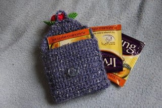 Cute and useful :D .  Make a tea wallet in under 40 minutes by yarncrafting and crocheting with yarn, crochet hook, and needle & thread. Inspired by gifts, kawaii, and flowers. Creation posted by Marakyo. Difficulty: Easy. Cost: No cost.