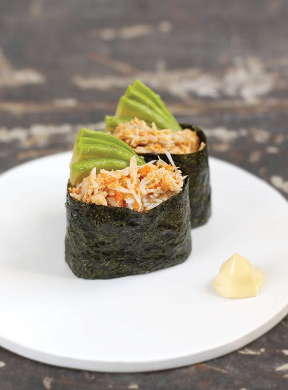 Crab & Avocado Gunkan · Extract from 500 Sushi Dishes by Caroline