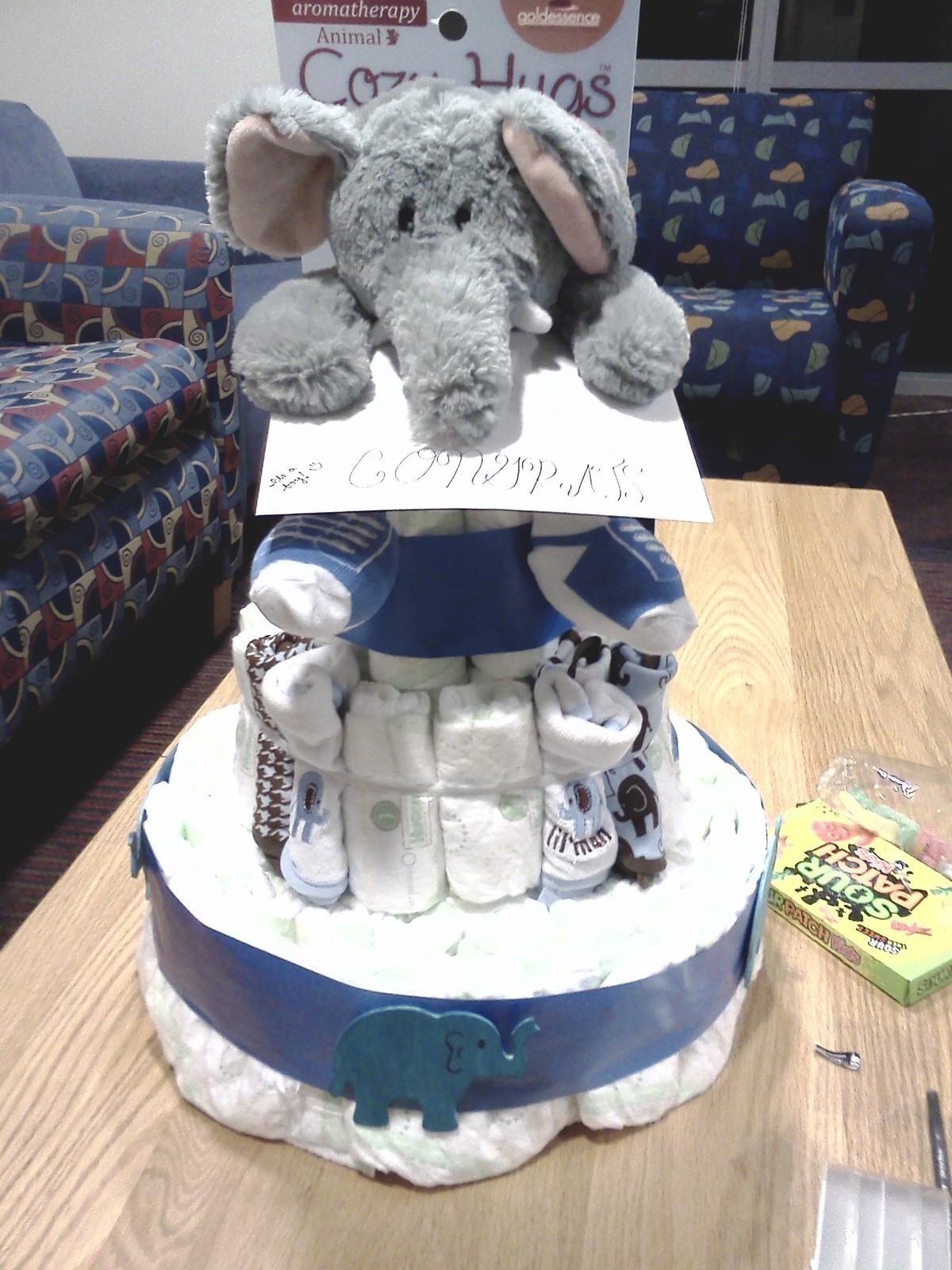 Elephant baby store shower diaper cake