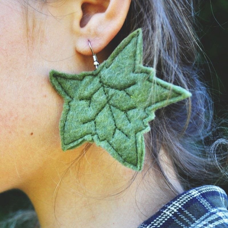 Felt Leaf Earrings · How To Make A Pair Of Fabric Earrings · Jewelry on