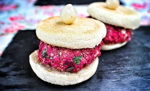 Cook up a batch of tasty salmon & beetroot burgers! .  Free tutorial with pictures on how to cook a salmon burger in under 25 minutes by cooking with beetroot, salmon, and red onion. Recipe posted by Cat Morley.  in the Recipes section Difficulty: Simple. Cost: Cheap. Steps: 6