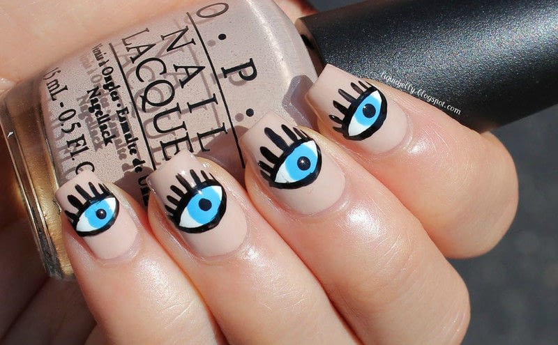 Alexa Chung's Evil Eye Nail Art · How To Paint A Themed Nail Alexa Chung's Evil Eye Nail Art · 1 2 3 4 - Alexa Chung's Evil Eye Nail Art · How To Paint A Themed Nail
