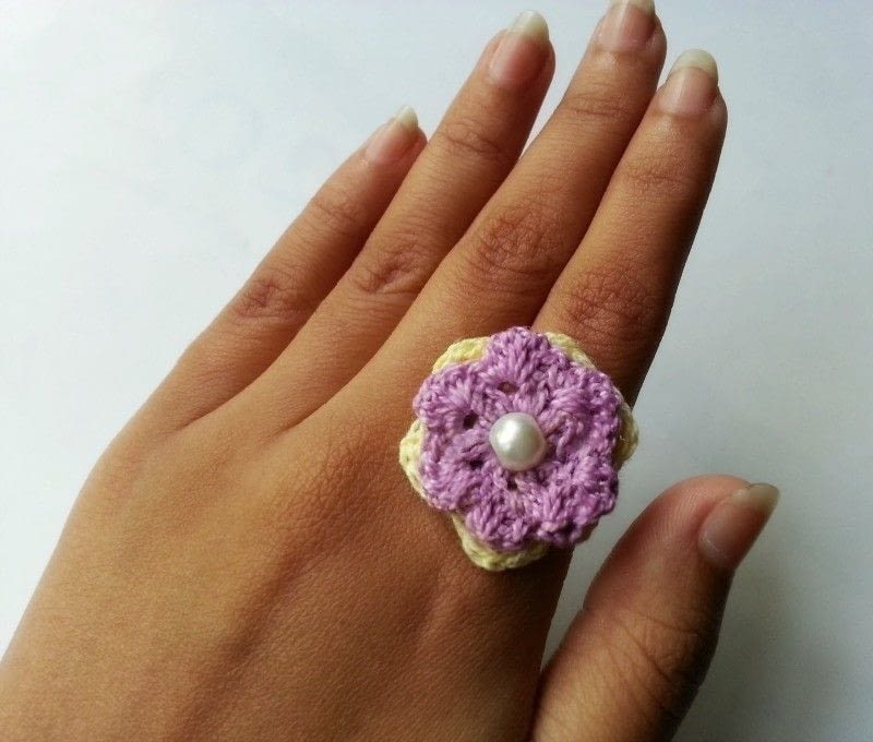 Diy Crochet Flower Ring · How To Stitch A Knit Or Crochet Ring · Jewelry on Cut Out + Keep