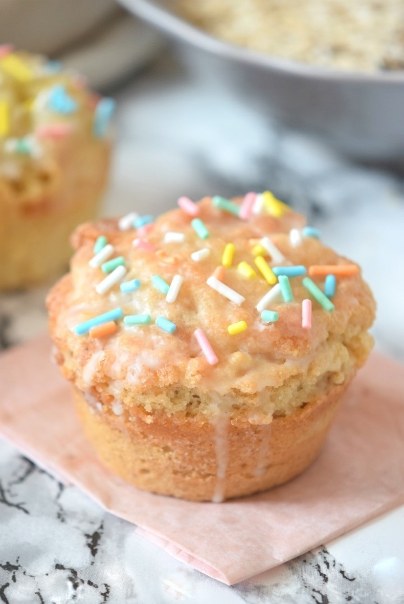 Donut Muffins Glazed With Sprinkles · How To Bake A Muffin · Recipes on
