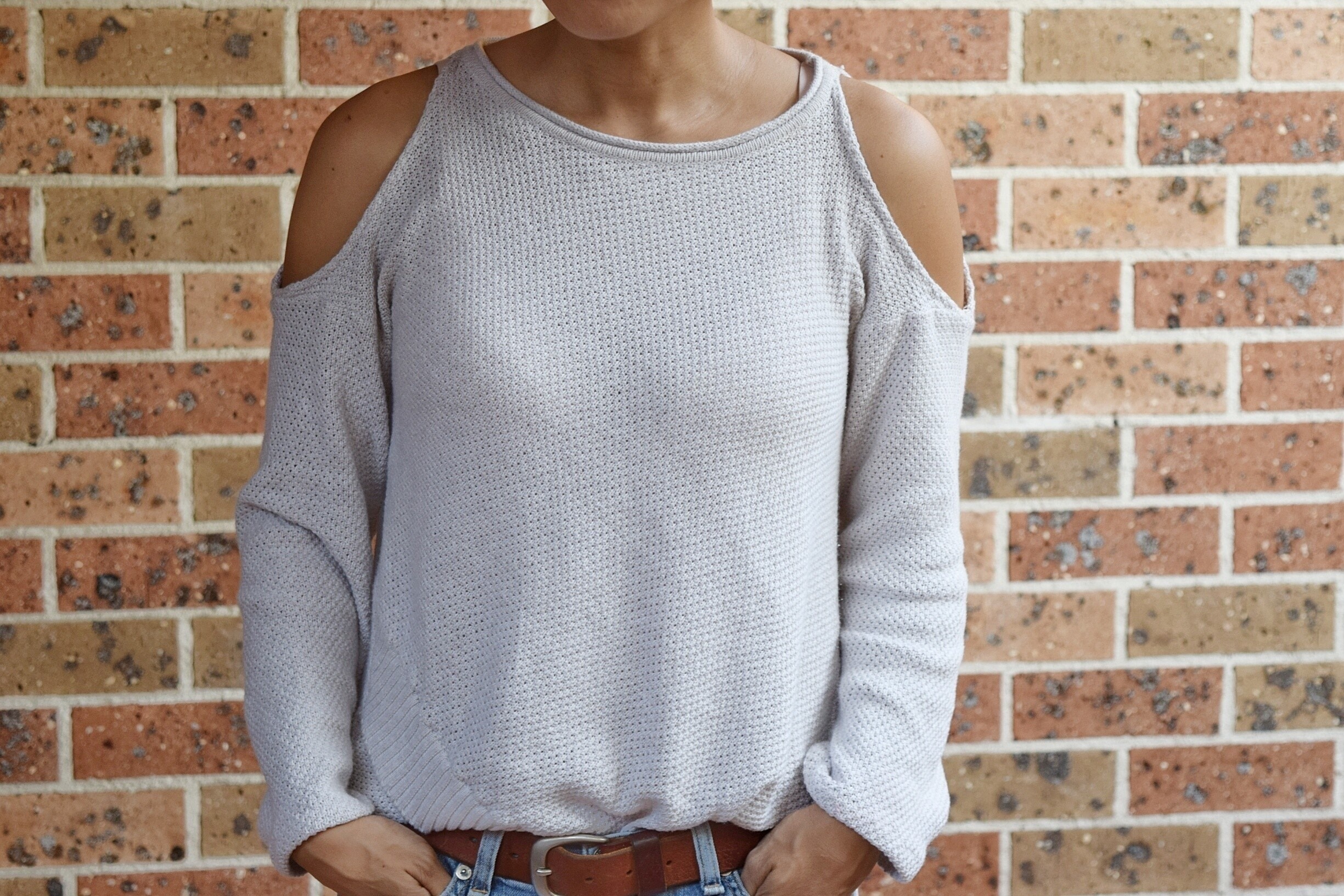 Cold shoulder outlet sweater