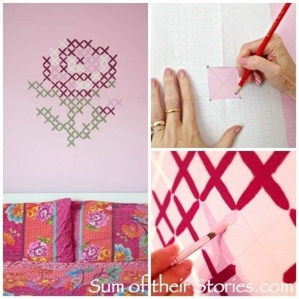Simple Cross Stitch Mural · How To Make Wallpaper / A Wall Painting