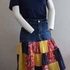 Make A Scrappy Denim Skirt With Cotton Prints