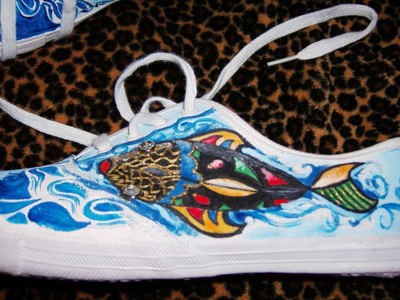 Painted Canvas Trainers Fish Design · A Pair Of Animal Shoes