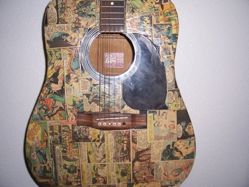 Decoupaged Comic Strip Guitar · A Guitar · Decoupage on Cut Out + Keep