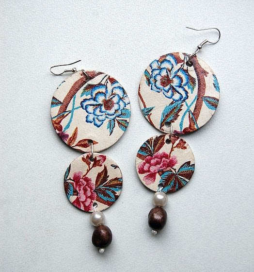 Lot Of Decoupaged Dangle Earrings · A Set Of Paper Earrings · Jewelry
