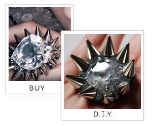 Don't Buy, DIY: Spiked Crystal Ring .  Free tutorial with pictures on how to make a ring in under 50 minutes by jewelrymaking and molding with acrylic paint, sand paper, and ziplock bag. How To posted by carlyjcais. Difficulty: 3/5. Cost: Cheap. Steps: 10