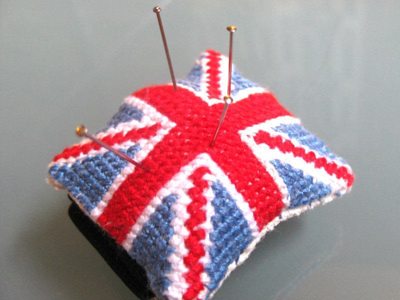 Union Jack Pin Cushion · How To Make A Wrist Pin Cushions · Cross Stitch and Sewing on Cut Out