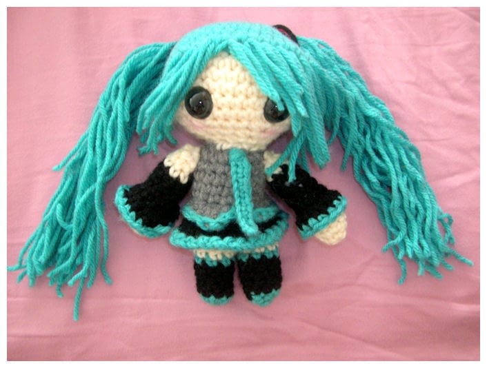 crochet doll hair how Amigurumi · on · Cartoon Crochet Hatsune A Plushie Miku