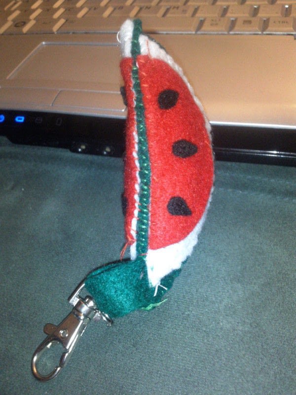 Watermelon Felt Keyring · A Fabric Food Charm · Version by  