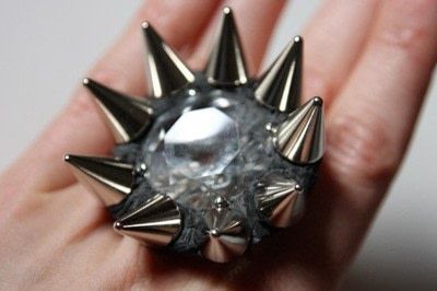 How to make a ring. Spiked Crystal Ring - Step 10